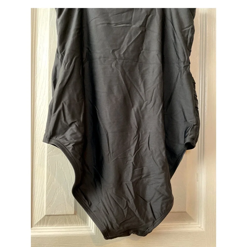 DKNY Black Ruched One Piece Swimsuit Women's Size M‎ - Picture 10 of 16